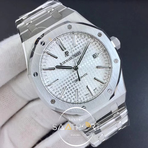 Royal Oak 41mm 15400 SS JF 1-1 Best Edition White Textured Dial on SS Bracelet A3120 V5