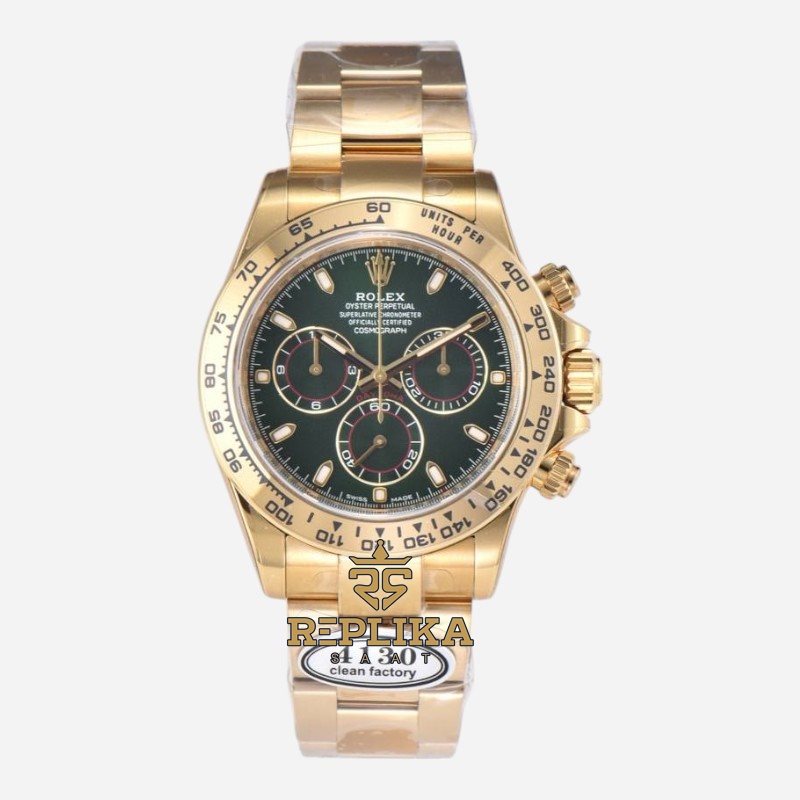 Rolex Daytona 116508 John Mayer Yellow Gold Green Dial 4130 Super Clone ETA