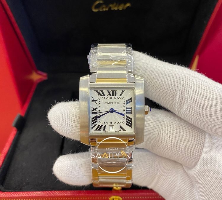 Cartier Tank Çelik Kasa Roma Rakamlı Otomatik Mekanizma Bayan Saati