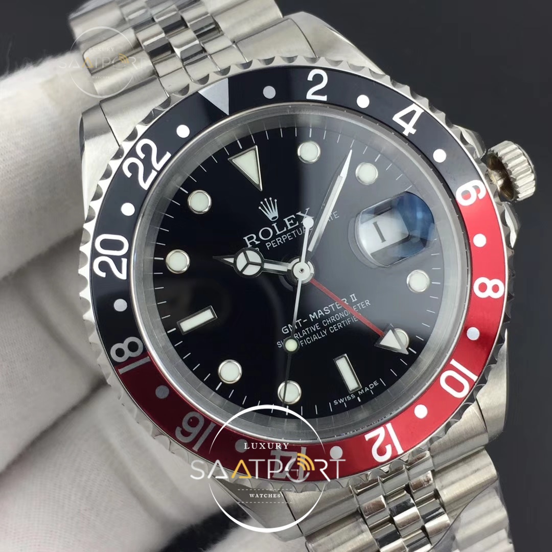 GMT-Master II BlackRed SS BP Maker Black Dial on Jubilee Bracelet 2836 ETA