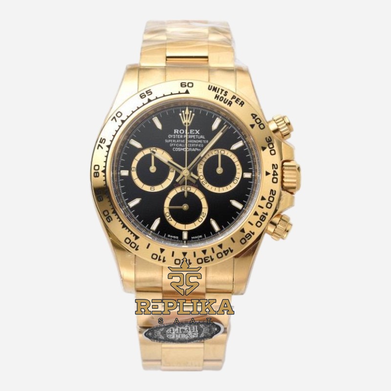 Rolex Daytona 126508 Gold 40mm Siyah Kadran Clean 4131 Super Clone  ETA