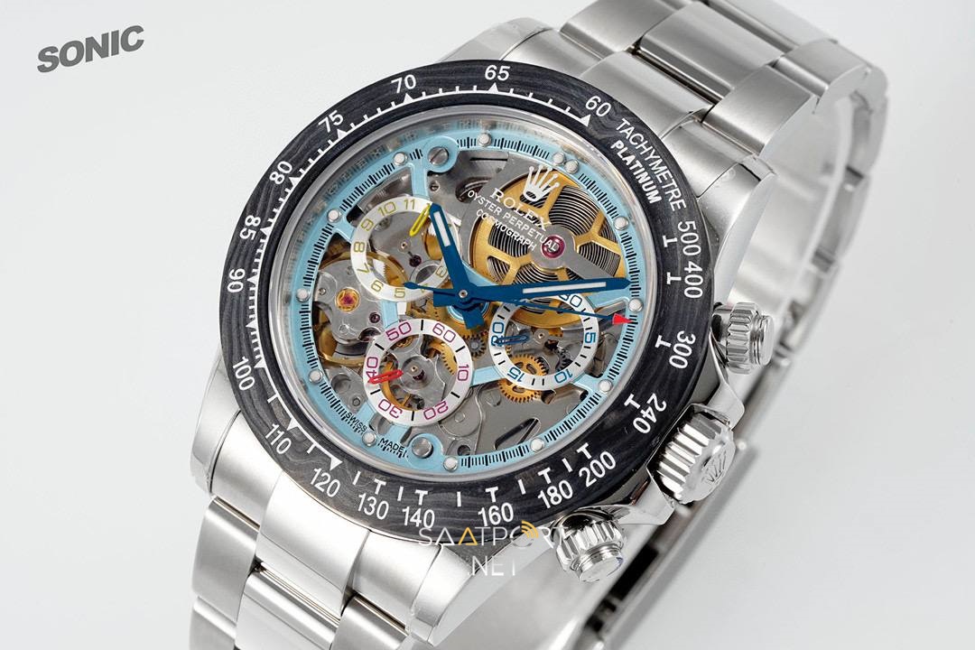 Rolex Daytona Juan Pablo Montoya Karbon Bezel İskelet Kadran Super Clone ETA