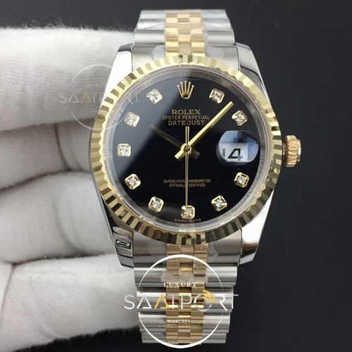 Rolex DateJust 36 mm 116234 GMF 1-1 Black Dial Diamonds Eta Mekanizma Super Clon 3235