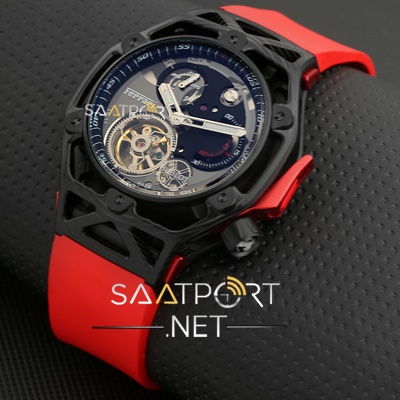 Hublot Türbülonlu Ferrari Kırmızı Silikon Kordon