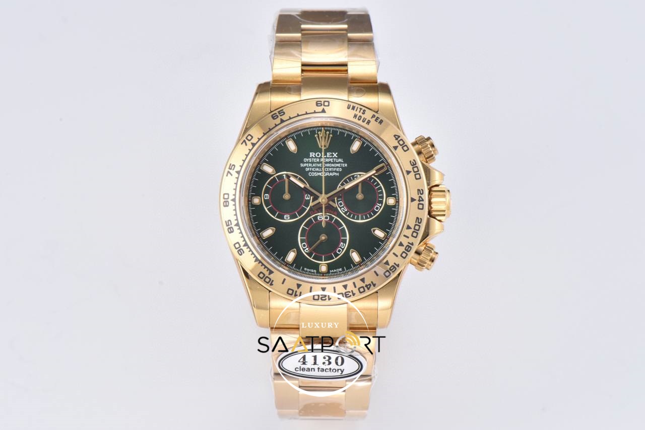 Rolex Daytona 116508 Clean Factory 40 mm Yeşil Kadran Super Clone ETA