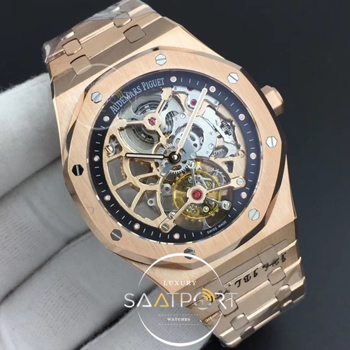 Royal Oak Tourbillon Extra-Thin Openworked R8F RG Skeleton Dial on RG Bracelet V2