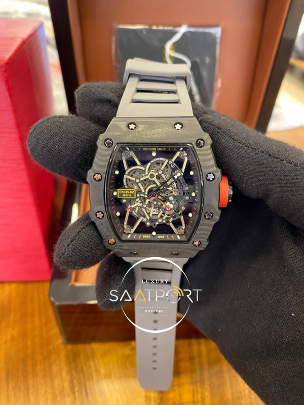 Richard Mille RM35-02 Rafa Karbon Kasa Gri Silikon Kordon