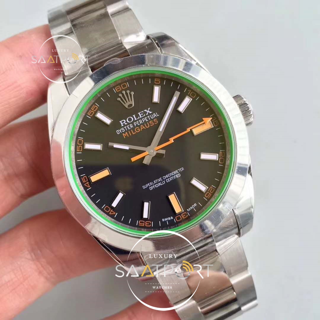 ROLEX Milgauss 116400 GV ARF 11 Best Edition Green Sapphire Black Dial on Bracelet 2836