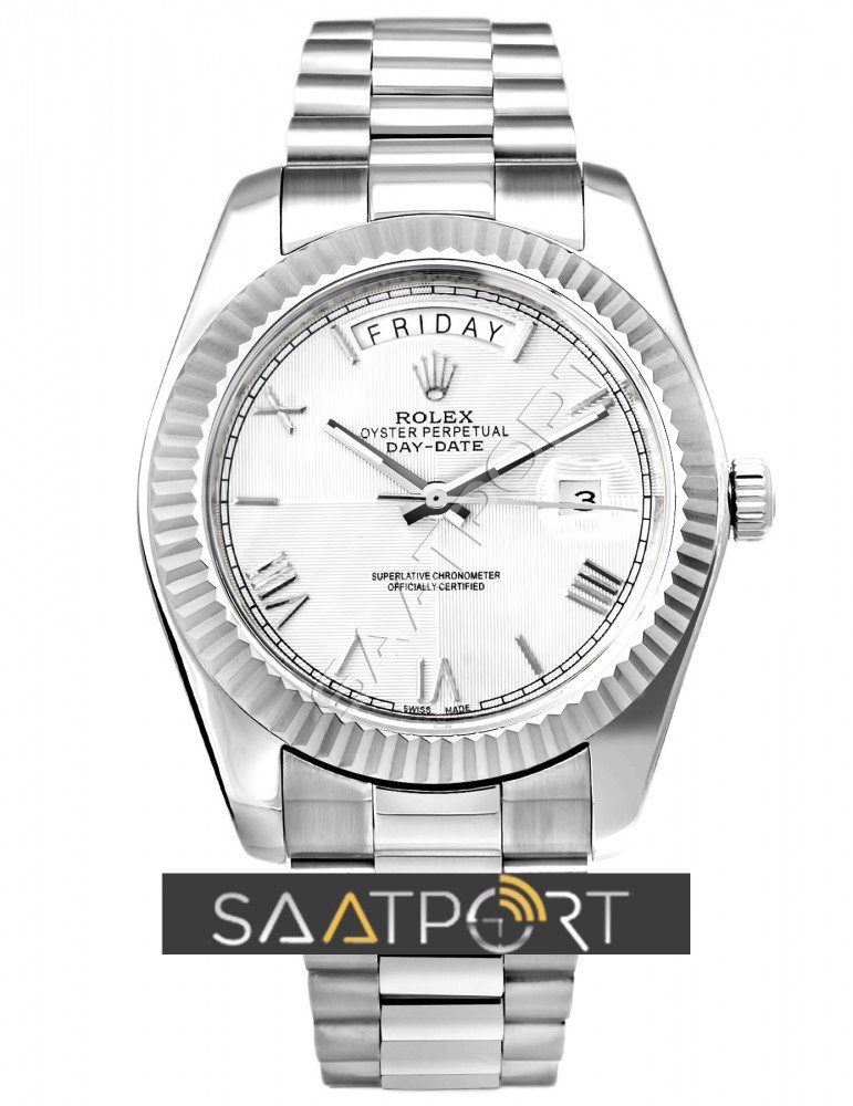 Rolex Day-Date Silver Beyaz Kadran Roma Rakamlı 40 mm