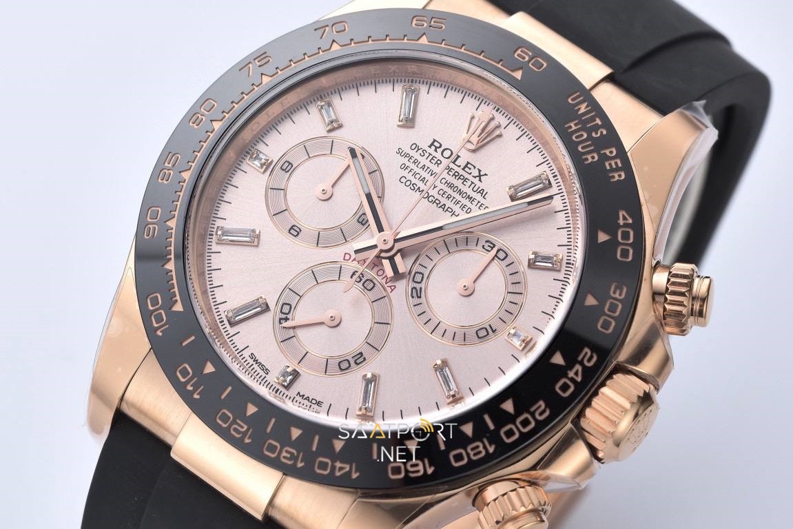 Rolex Daytona 116515 Sunduset Baguette Rose Gold Clean Super Clone Eta