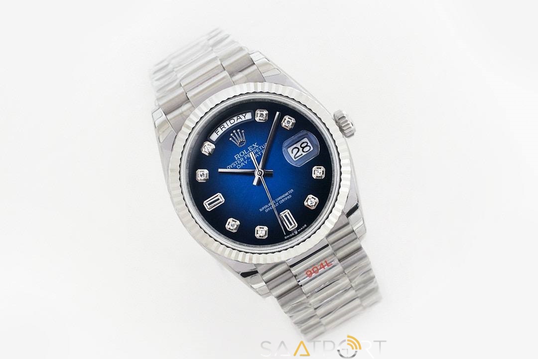 Rolex Day-Date 36mm Blue Dial Baget 128239 Super clone