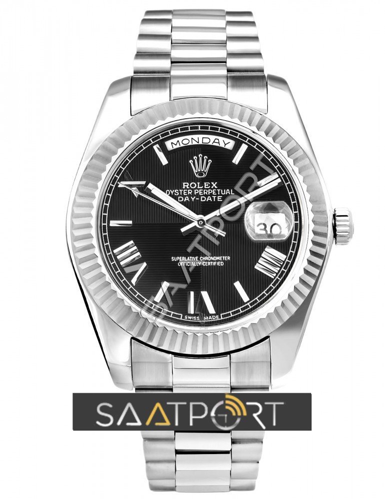 Rolex Day-Date Silver Siyah Kadran Roma Rakamlı 40 mm