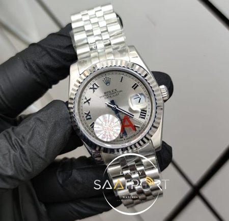 Rolex Saat DateJust Otomatik Mekanizma Roma Rakamlı Gri Kadran Jubile Kordon