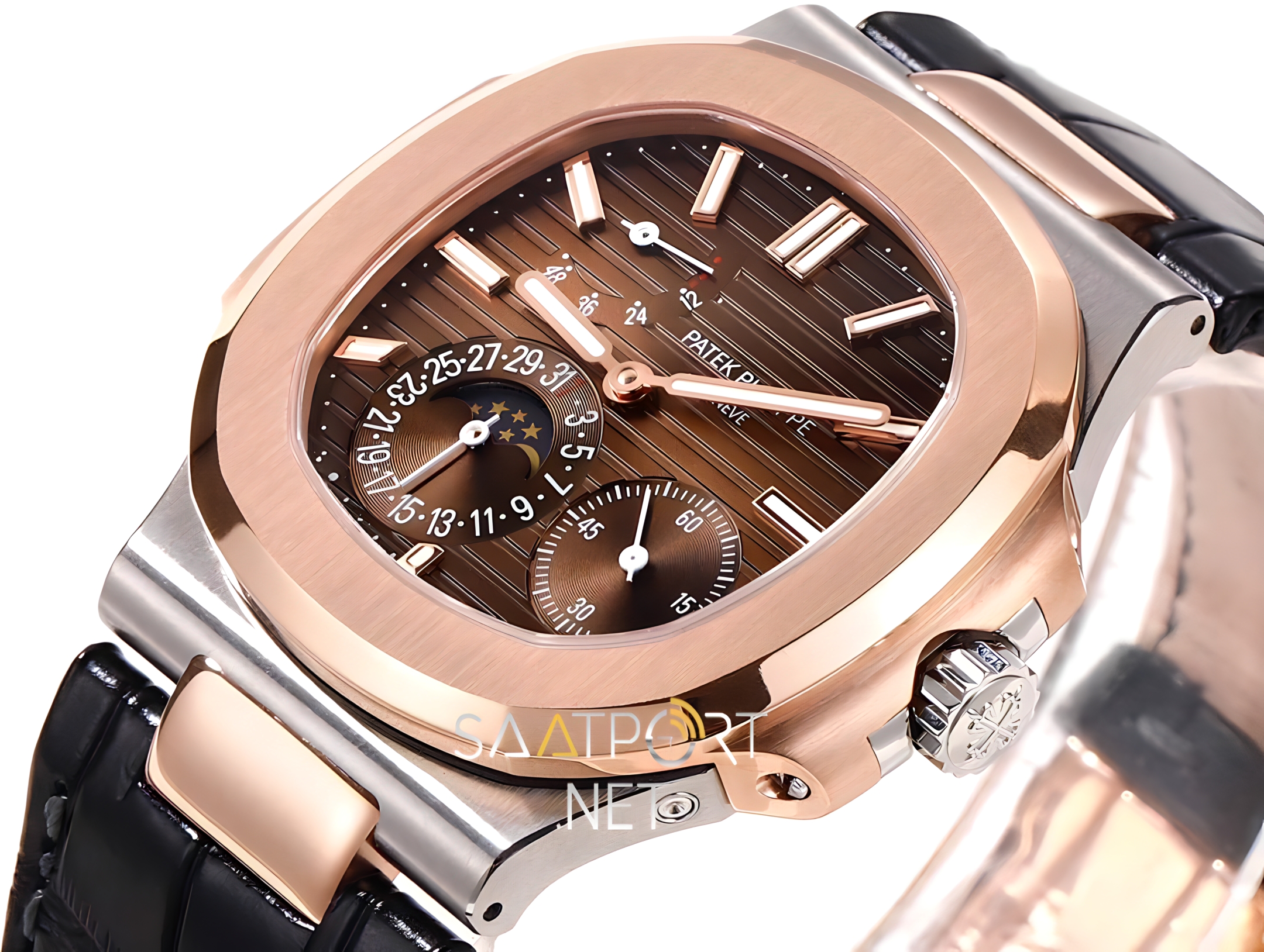 Patek Philippe Nautilus 5712 Two Tone Deri Kordon Super Clone ETA