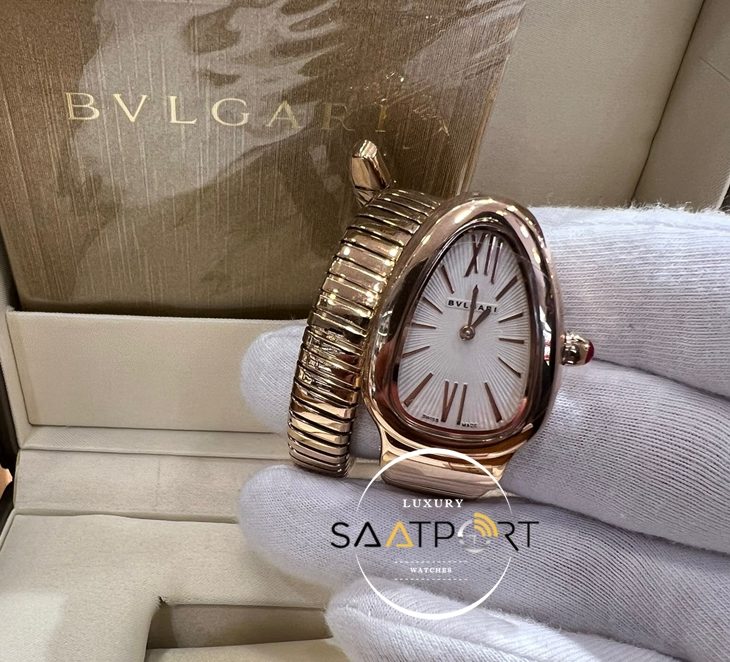 Bvlgari Serpenti Yılan Serisi Beyaz Kadran Full Gold Kasa