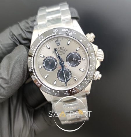 Rolex Saat Otomatik Daytona Seramik Bezel Gri Kadran Çelik Kasa