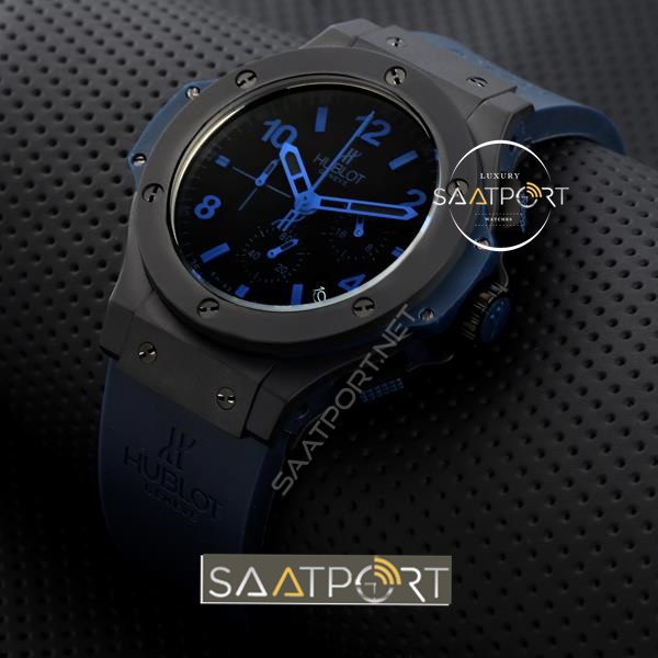 Hublot Pvd Kaplama Mavi Silikon Kordon