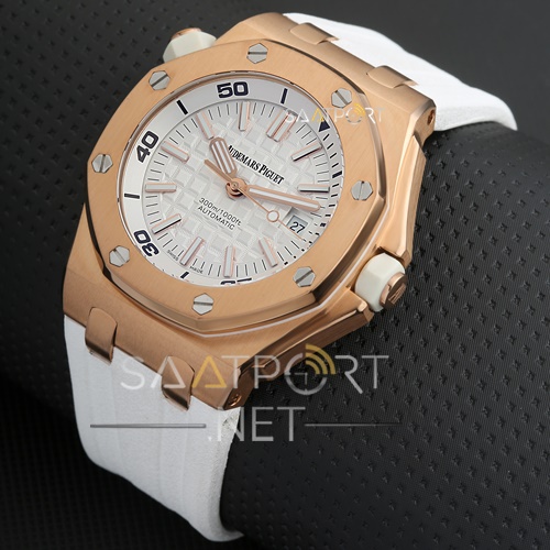 Audemars Piguet Gold Kasa Beyaz Silikon Kordon