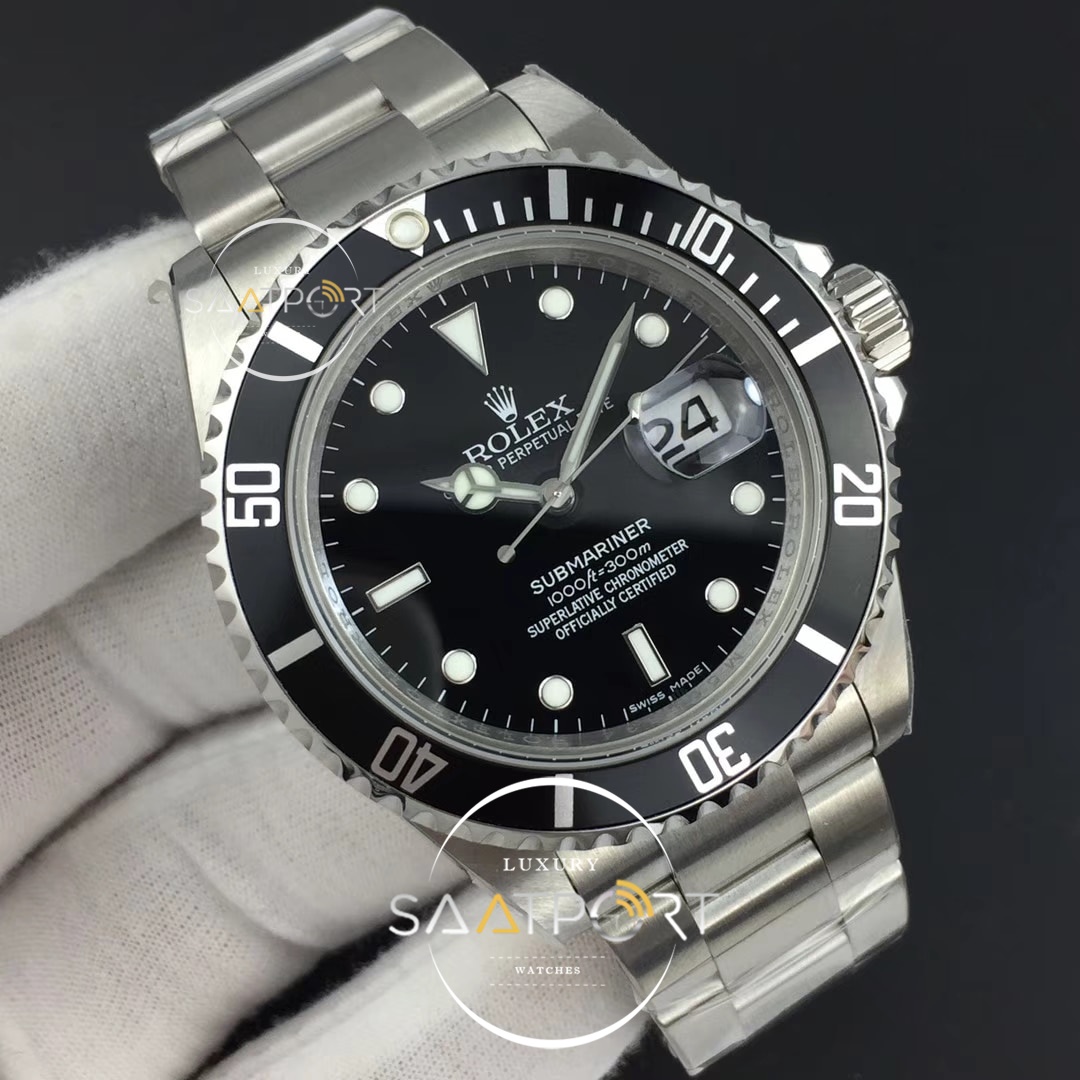 Rolex Submariner 16610 LN Black Rehaut Engraving JF Best Edition SS Bracelet SH 3135