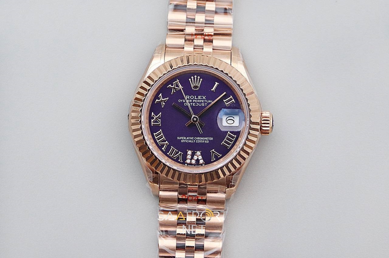 Rolex Lady Datejust 28mm Patlıcan Rengi Full Rose Eta