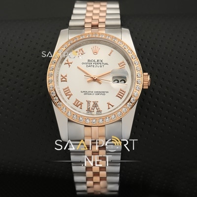 Rolex Datejust 36mm Steel Yellow Rose Kasa Baget Taşlı 2019