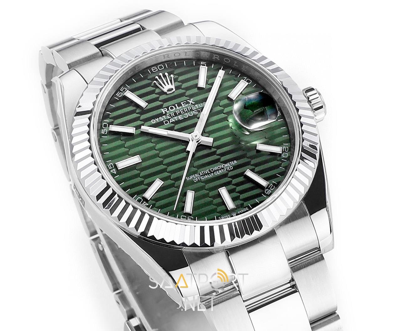 Rolex Datejust 41 Green Fluted Motif Dial Super Clone Eta 126334