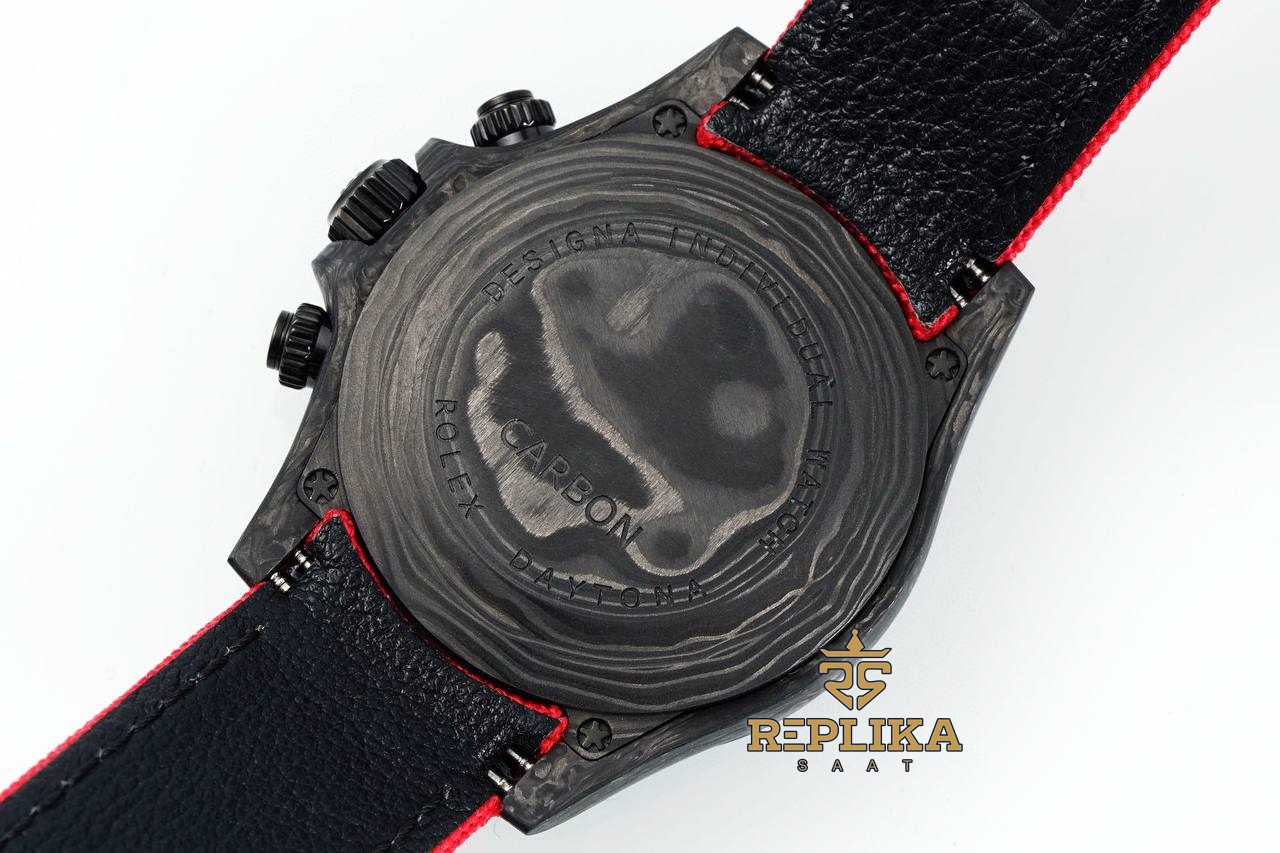 Rolex Daytona Carbon Fiber 40mm DiW Skeleton Dial Red Strap 4130 ETA