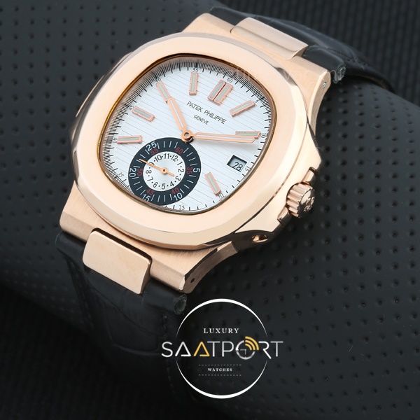 Patek Philippe Nautilus Gold Otomatik Kol Saati Deri Kordon