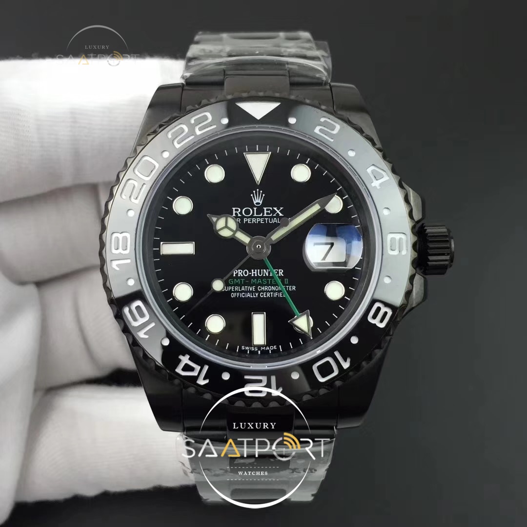 Rolex GMT-Master II 1167106LN BP Maker Pro Hunter PVD All Black Dial on PVD Bracelet 2836