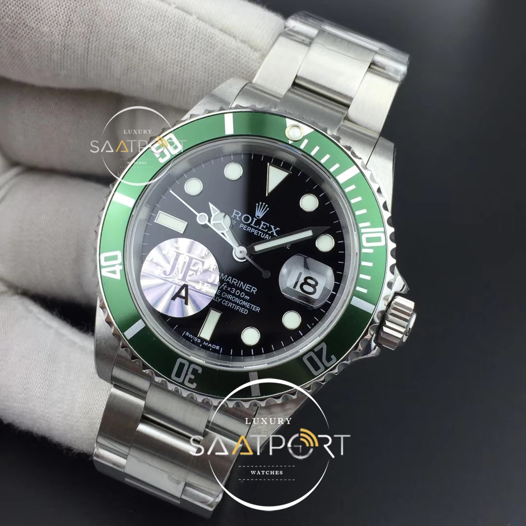 Rolex Submariner 16610 LV Green No Rehaut Engraving JF Bracelet SH 3135