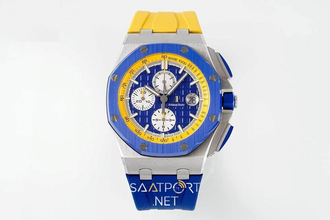 Royal Oak Offshore Novelty 44mm Ukraine Flag Blue Yellow 26400 Super Clone ETA