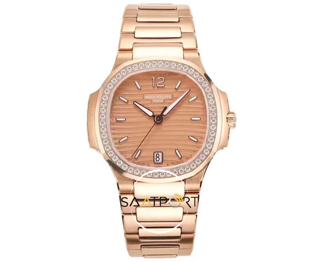 Patek Philippe Nautilus 7118 Full Taş Bezel 35mm Rose Kasa Eta