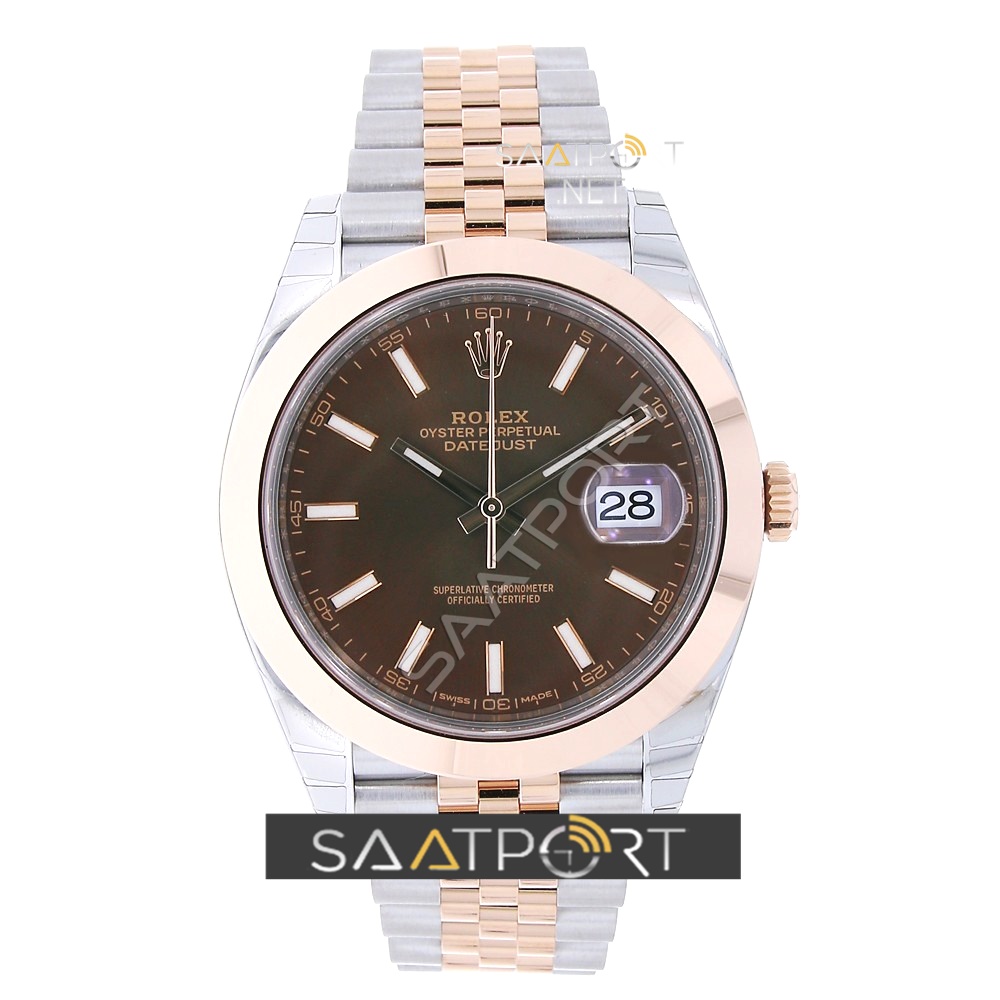 Rolex Datejust 41 Stainless Steel and Everose Gold Watch Chocolate Index Dial 126301 ETA