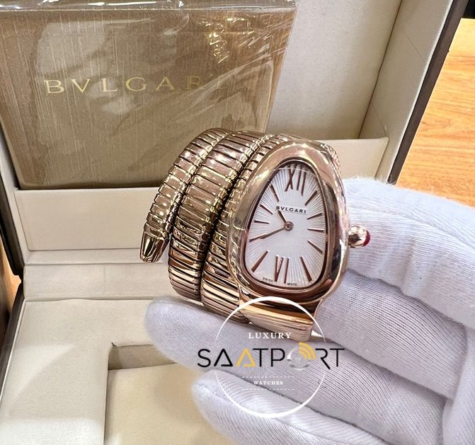 Bvlgari Roma Rakamlı Beyaz Kadran Serpenti Full Rose Kasa