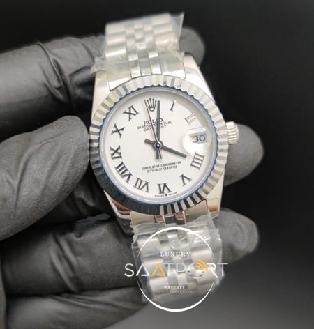 Rolex Datejust Roma Rakamlı Kadran Tırtıklı Bezel Çelik Jubile Kordon Otomatik Mekanizma