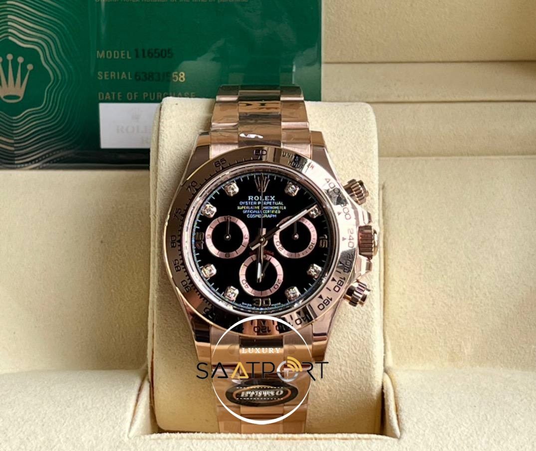 Rolex Daytona 116505 BT Factory Taşlı Siyah Kadran 40 mm 904L Çelik Super Clone ETA