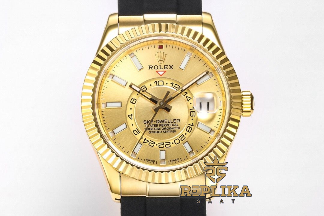 Rolex Sky-Dweller 326238 Gold Kadran 42mm Oysterflex Super Clone ETA