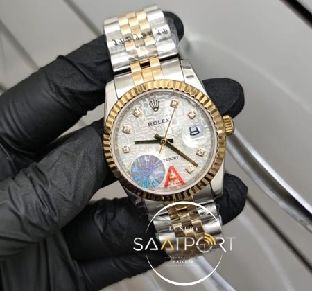 Rolex Saat DateJust Taşlı Desenli Kadran Jubile Kordon Otomatik Mekanizma