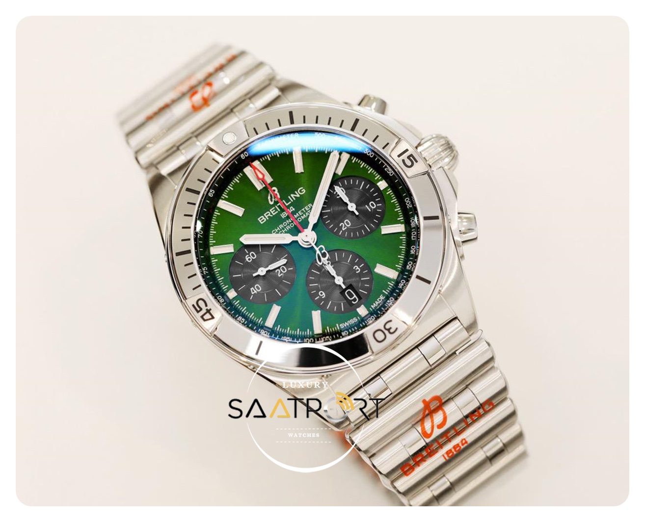 Yeni Breitling Chronomat B01 42mm Yeşil Kadran Çelik Bezel ETA