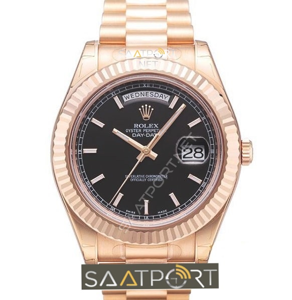 Rolex Day Date Rose Gold Black 3255 Eta Mekanizma