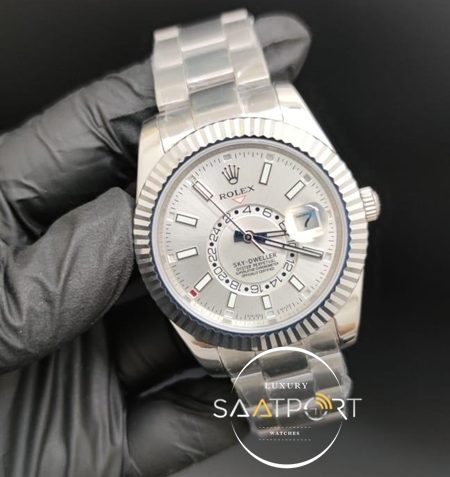 Rolex Saat Sky Dweller Gri Kadran Çelik Kasa Otomatik Mekanizma