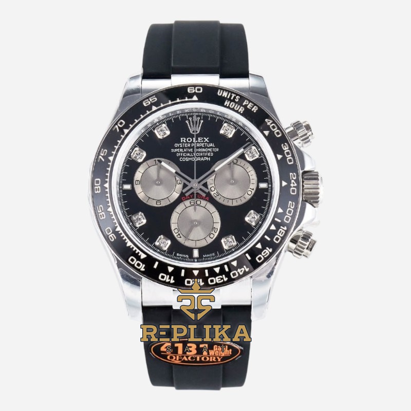 Rolex Daytona 126519LN Diamonds Black Dial QF Factory 40mm Oysterflex 4131 Super Clone ETA