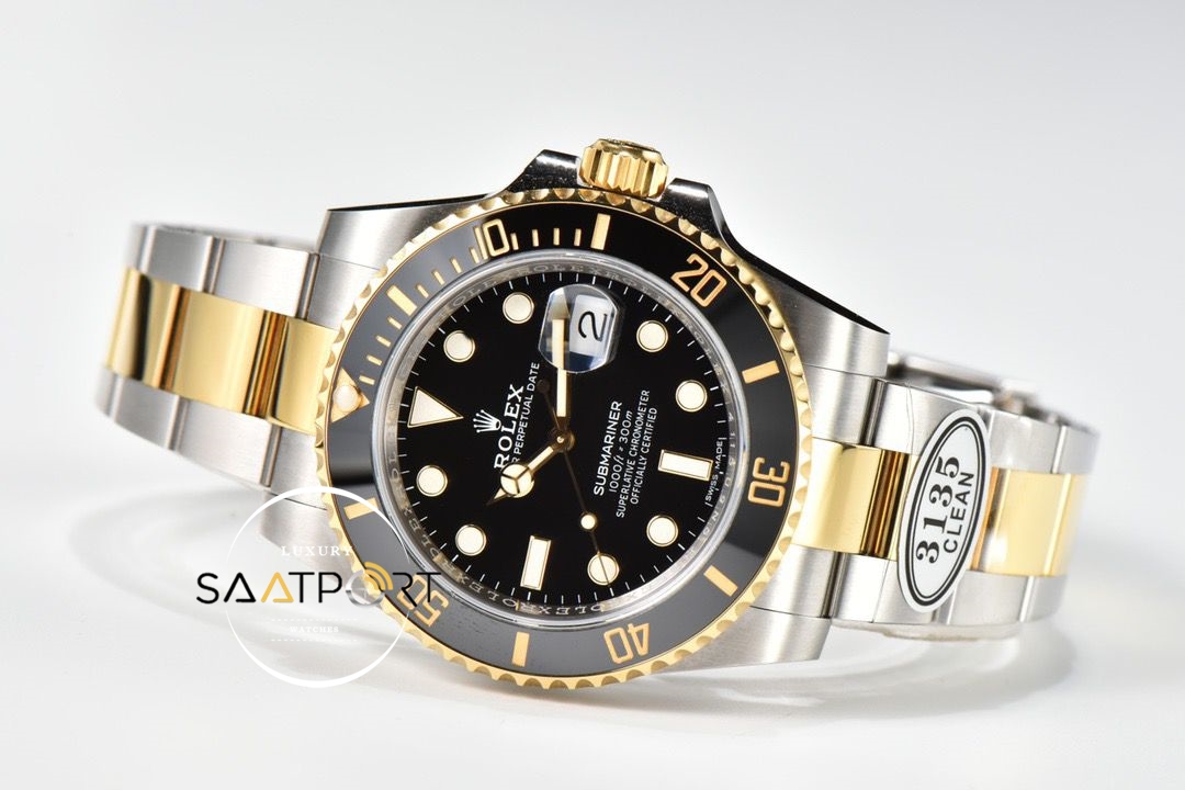 Rolex Submariner 116613LN 18K Altın Kaplama Siyah Kadran 3135 Clean Super Clone Plus ETA