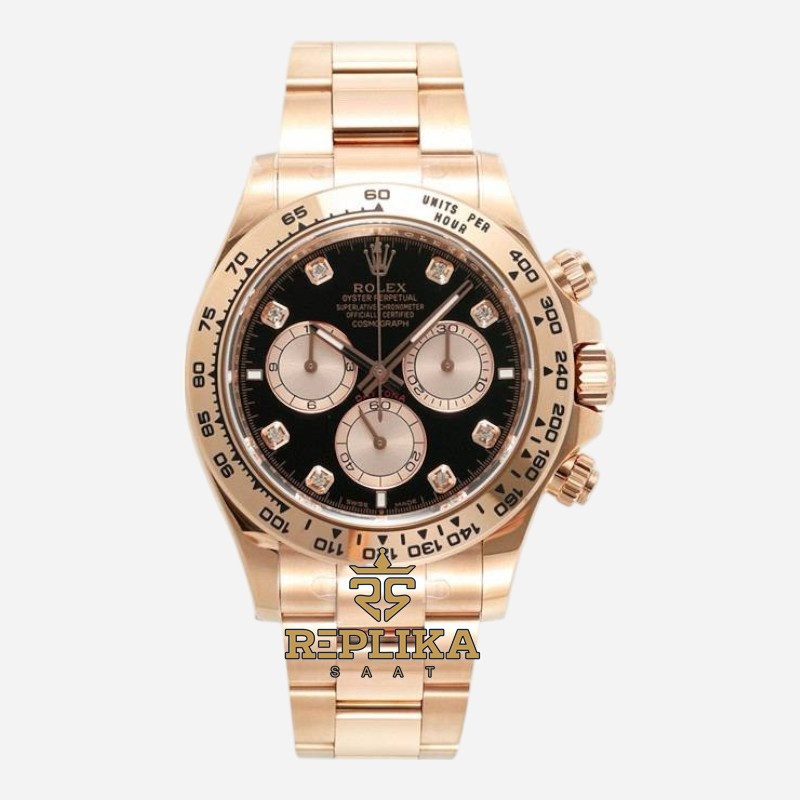 Rolex Daytona 126505 Taşlı Siyah Kadran Everose 904L Çelik 4131 Super Clone ETA