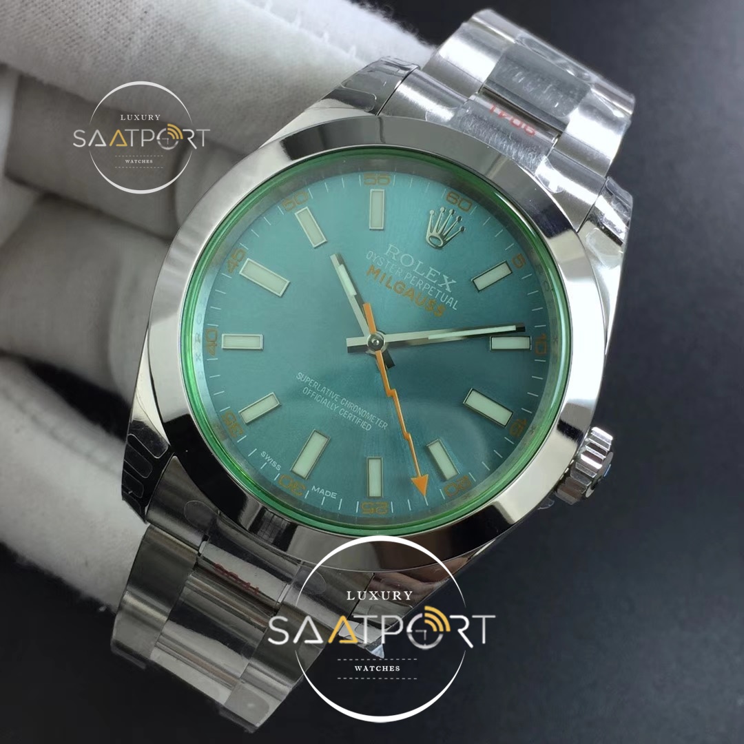 Rolex Milgauss 116400 GV Real Green Sapphire DJF 1-1 Best Edition Blue Dial on Super Clon