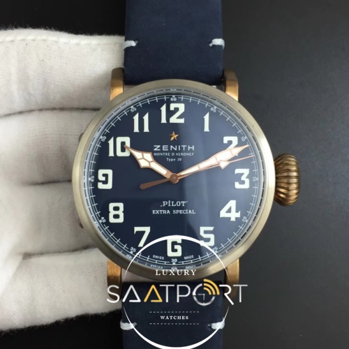 Pilot Type 20 Bronze XF 11 California Special Edition on Blue Leather Strap