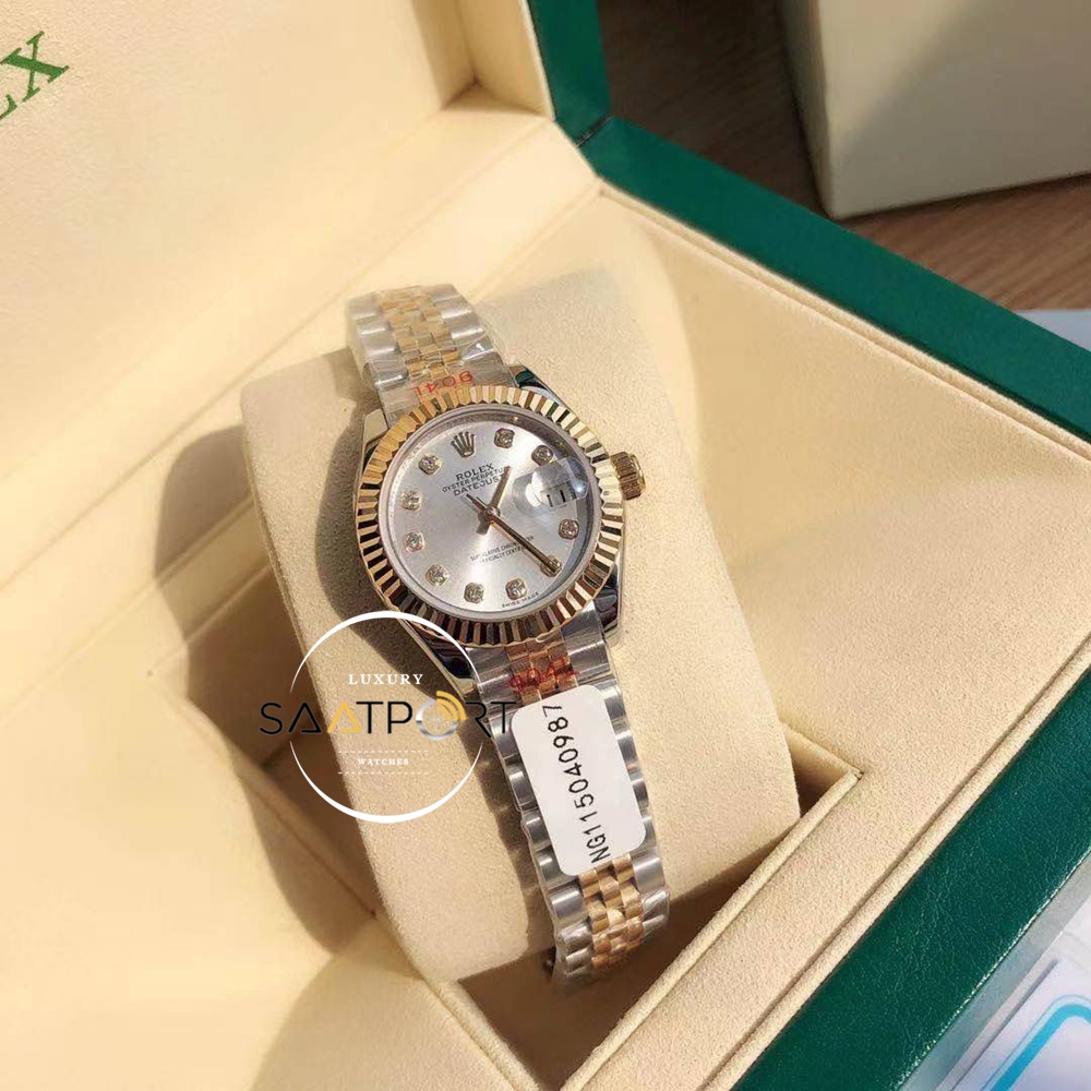 Rolex Datejust Taşlı Gri Kadran Jubile Kordon Super Clone ETA