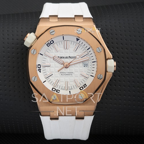 Audemars Piguet Gold Kasa Beyaz Silikon Kordon