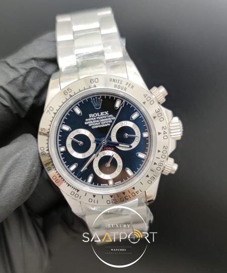 Rolex Saat 40mm Daytona Siyah Kadran Çelik Kasa Otomatik Mekanizma