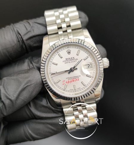 Rolex Datejust Tırtıklı Bezel Beyaz Kadran Jubile Kordon Otomatik Mekanizma